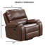Fauteuil inclinable de style transitionnel avec poignées surdimensionnées avec accoudoirs à têtes de clou et coussin supérieur