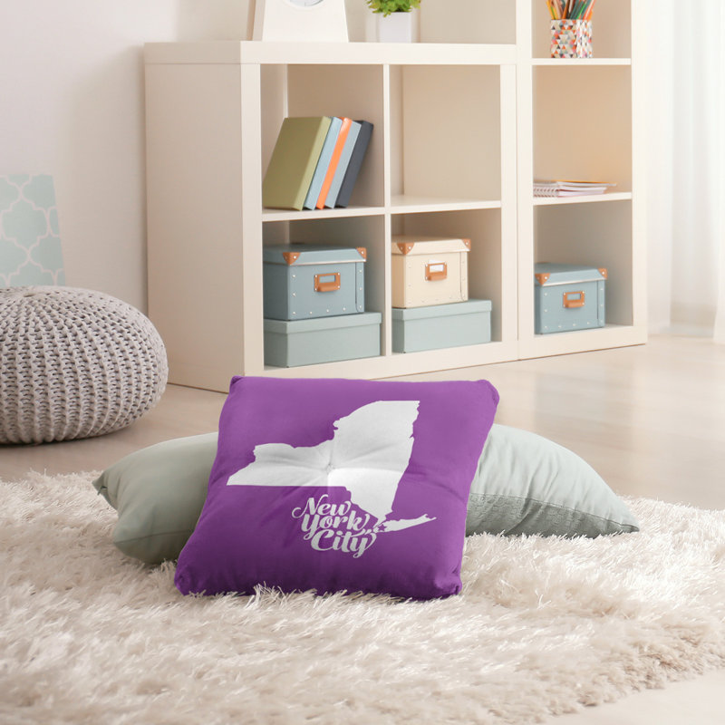 Coussin de plancher touffeté, 26 po x 26 po, Violet, New York