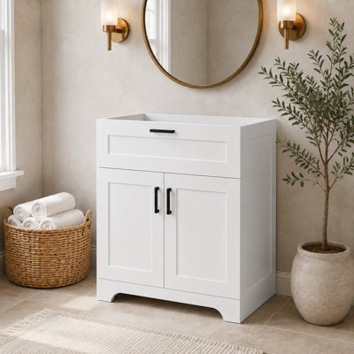 30" Bathroom Vanity Cabinet Base Only, Sink not Included -White