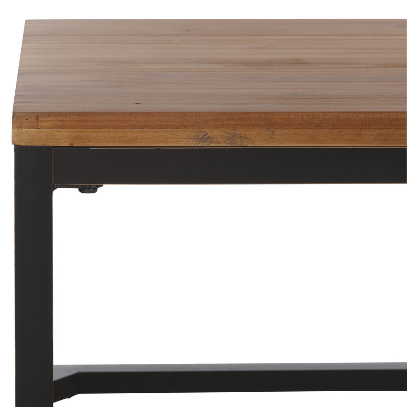 Auton Solid Wood Top Single Coffee Table, Brown Pine