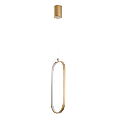 Lustre moderne doré, hauteur réglable de 23,6 à 43,3 pouces, corps en métal avec SMD DEL 16 W 3 000 K | Design élégant, plaque de base de 6,7 pouces | Parfait pour les décors glamour et les espaces de vie contemporains