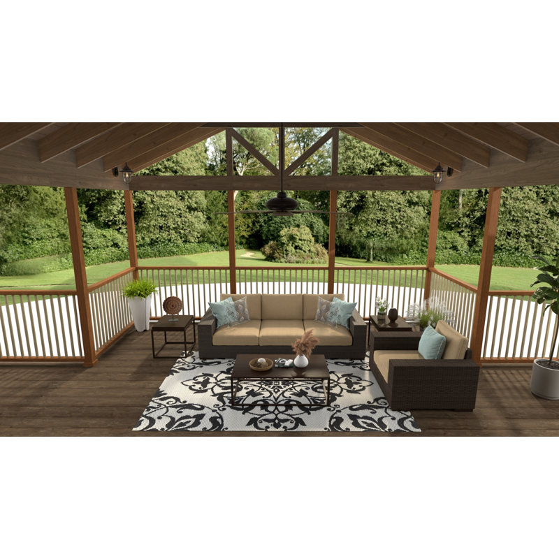 Black/White Indoor/Outdoor Area Rug - Reversible, 100% Recycled Material, Fade Proof, Rectangle 5' x 8'
