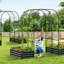 Lit de jardin surélevé 3 en 1 avec treillis arqué de 87 po de hauteur pour plantes grimpantes, jardinière galvanisée-109019008