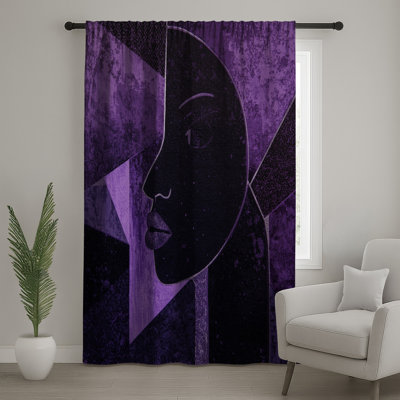 Purple Geometric Portrait Window Curtains, Portrait Sheer & Blockout Curtains - 1 Panel