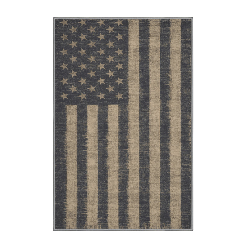 Soft Plush Escoto July 4Th Modern & Contemporary Abstract Area Rug in Gray – Gray Binding, 8x10