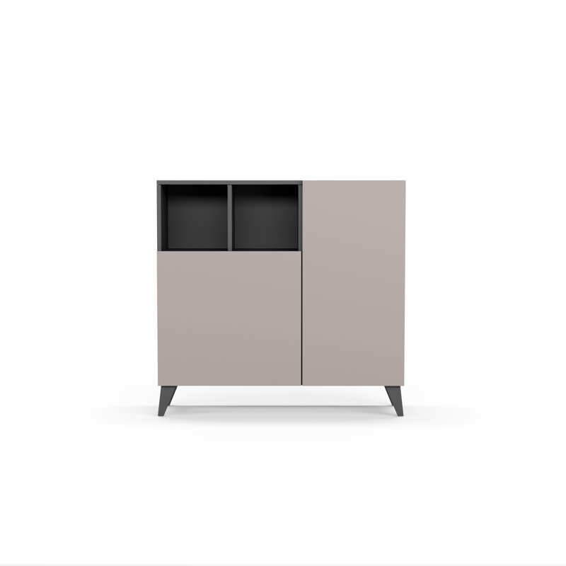 12 Pair Shoe Storage Cabinet, Jet Black/Taupe