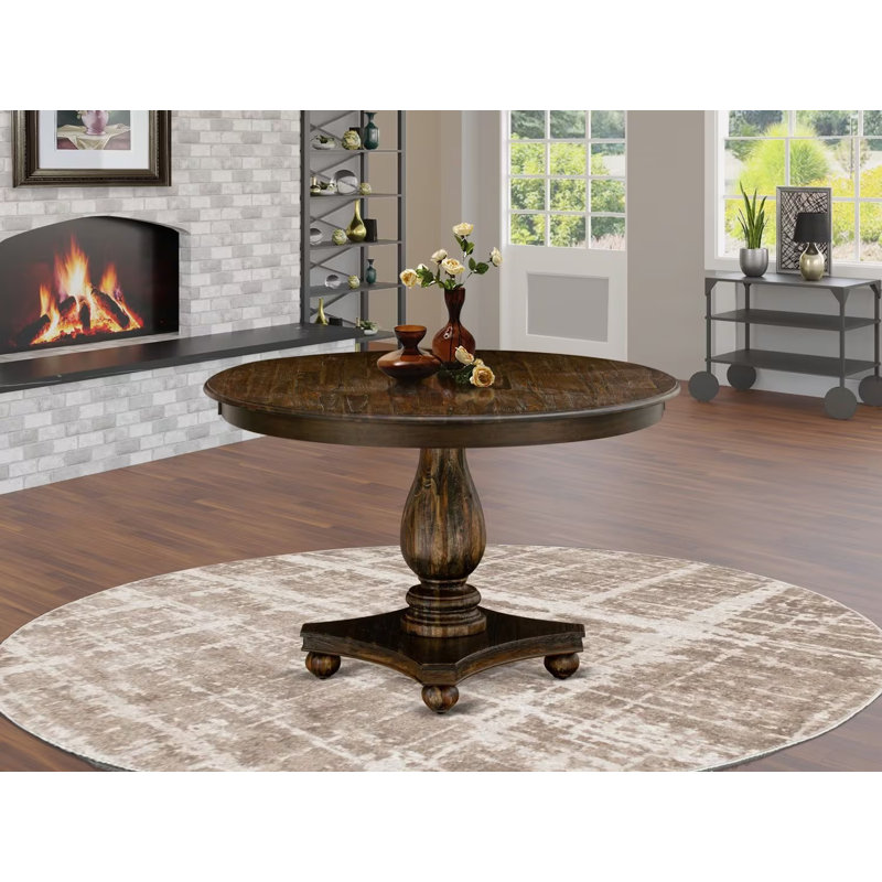 Table de salle à manger Ariahana - plateau de table rond en bois avec base piédestal, H 48 po x L 30 po x l 48 po
