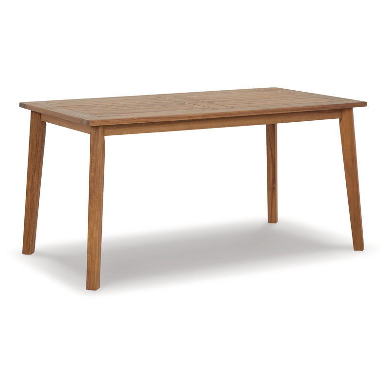 Light Brown Solid Acacia Wood Rectangular Outdoor Dining Table