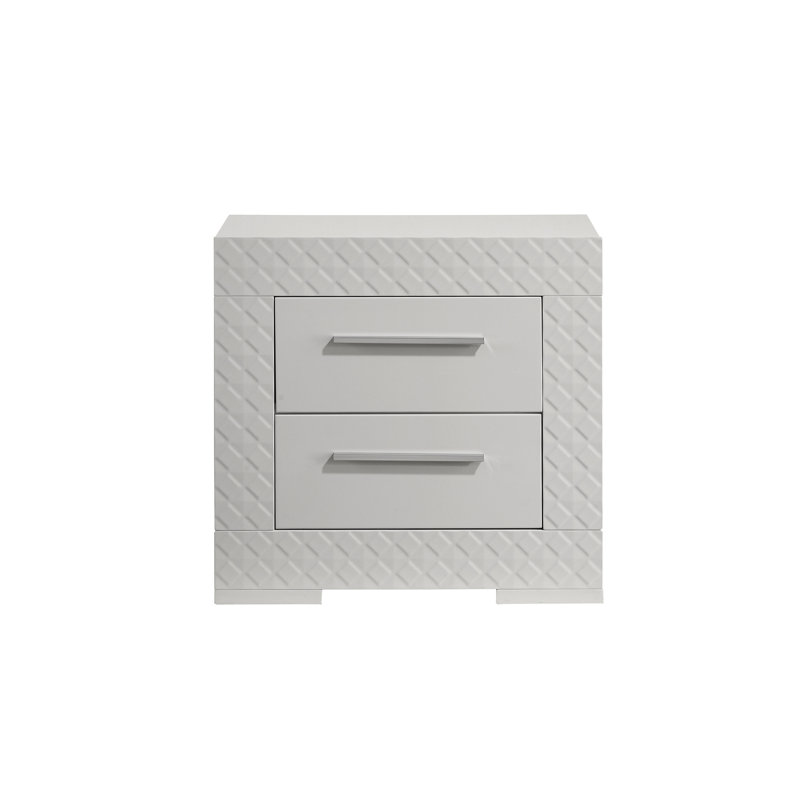 Table de chevet 2 avec structure avec glissières et finition en métal lisse blanc