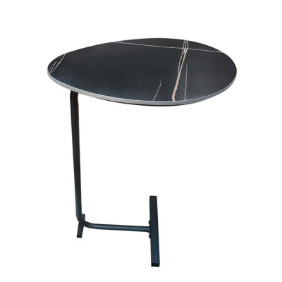 Marble Side Table Under Sofa | Real Sintered Stone Slab | C-Shaped End Table
