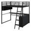 Lit mezzanine en métal avec DEL, bureau et tablettes