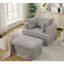 Fauteuil en velours côtelé avec repose-pieds-1496291002