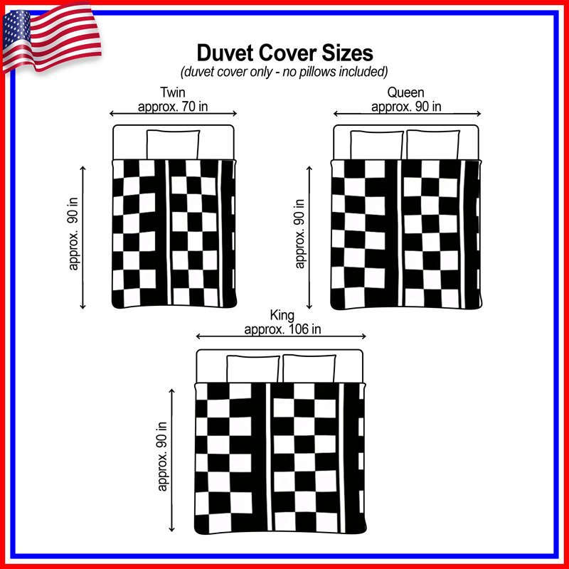 Housses de couette noires et blanches à carreaux, Twin