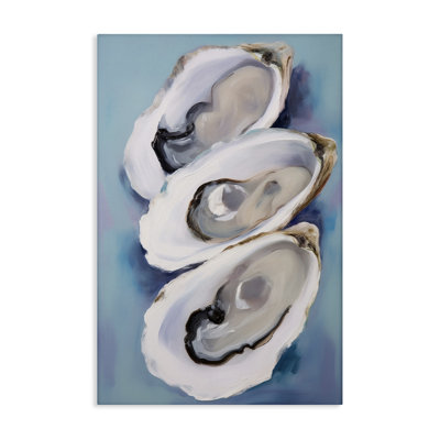 Three Oyster Shells Canvas Wall Art by Petal Prints Design