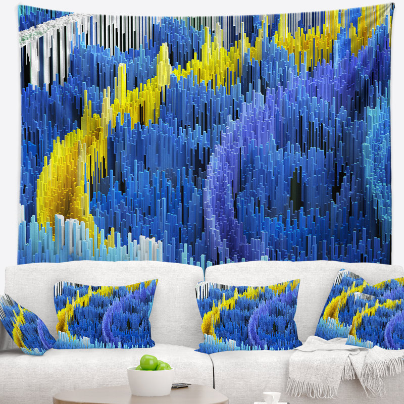 Tapisserie Macro Render Structure bleu jaune, H 50 po x l 60 po