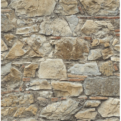 Seabrook Designs Greige Faux Stone Wall Unpasted Wallpaper