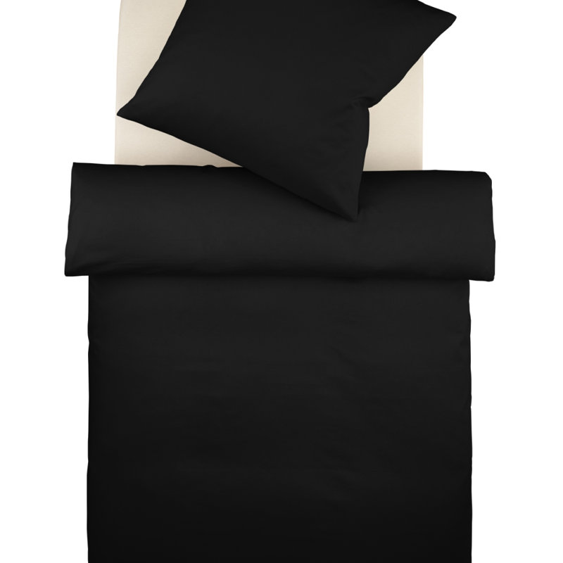 Jersey Bettwäsche Interlock-Colours 100% Baumwolle, Single - 1 Pillowcase (80 x 80 cm), Black