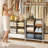 Stackable Closet Organizers And Storage Baskets With Wood Top Black