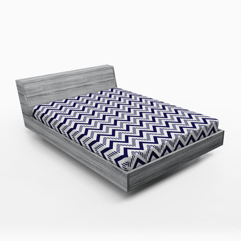 Drap-housse Zig Zag, Drap-housse de taille double, Chevron marine