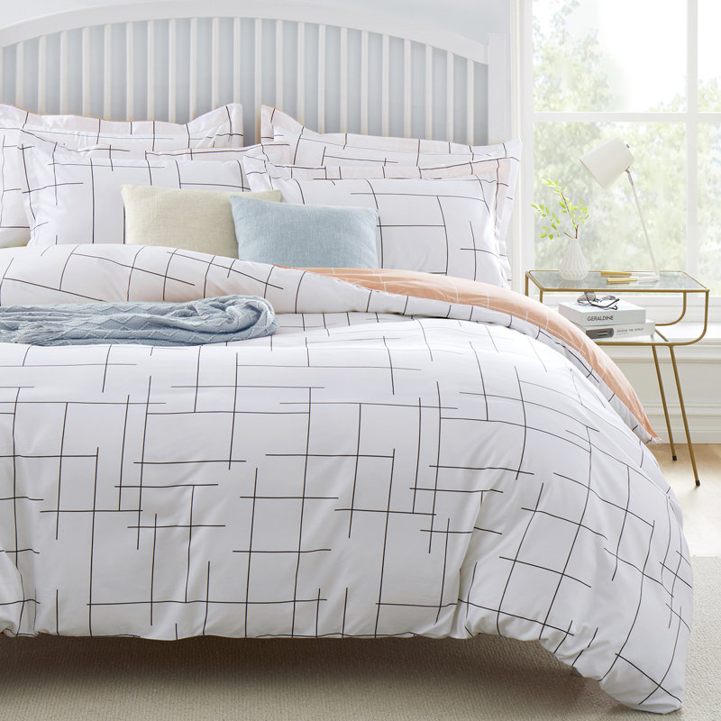 Eroz Microfiber Geometric Shapes Duvet Cover Set with Pillowcases Included, , Super King Duvet Cover + 2 Standard Pillowcases