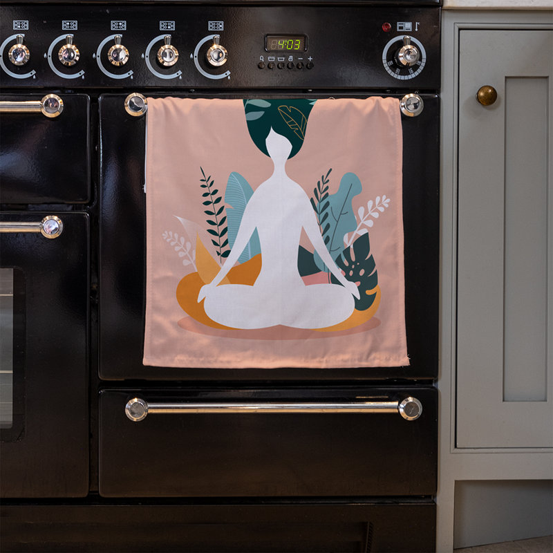 Doyne Waffle Tea Towel Kitchen Towel, Pink/Green
