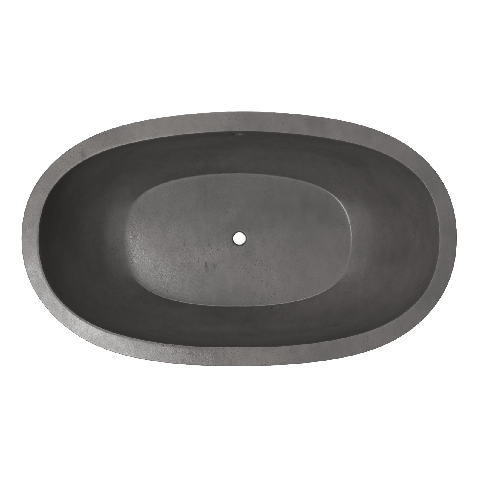 Avalon NativeStone Concrete Freestanding Oval Soaking Bathtub, Slate, 21" H x 36" W x 62" L