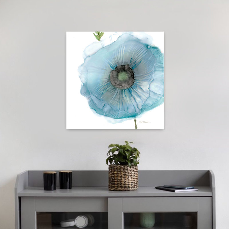 Art mural abstrait irisé bleu coquelicot II, H 18 po x l 18 po