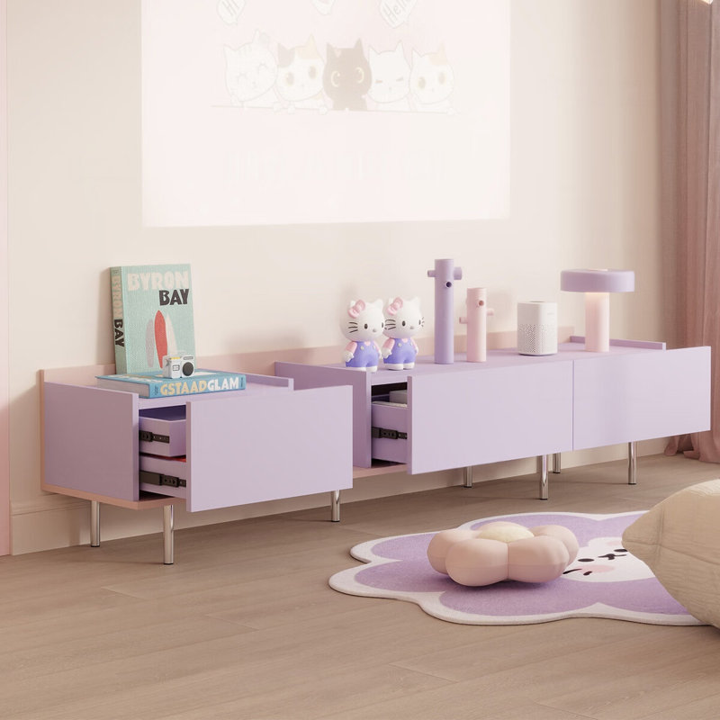 Meuble télé simple et tendance de style français, Mauve / Rose
