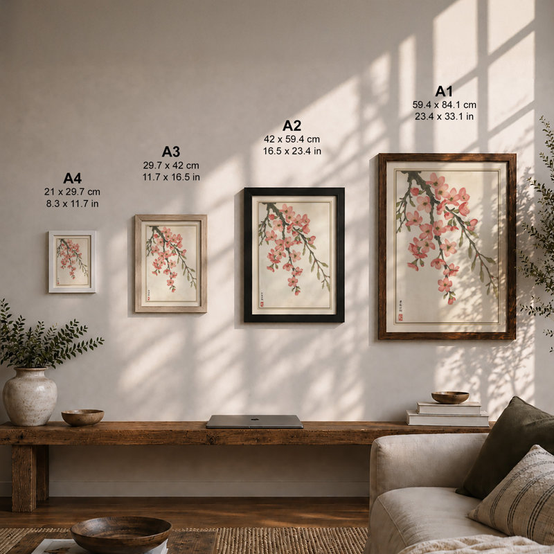 Blossoms in Bloom Japandi - Framed Print, A3 - 42.0 x 29.7 cm, White