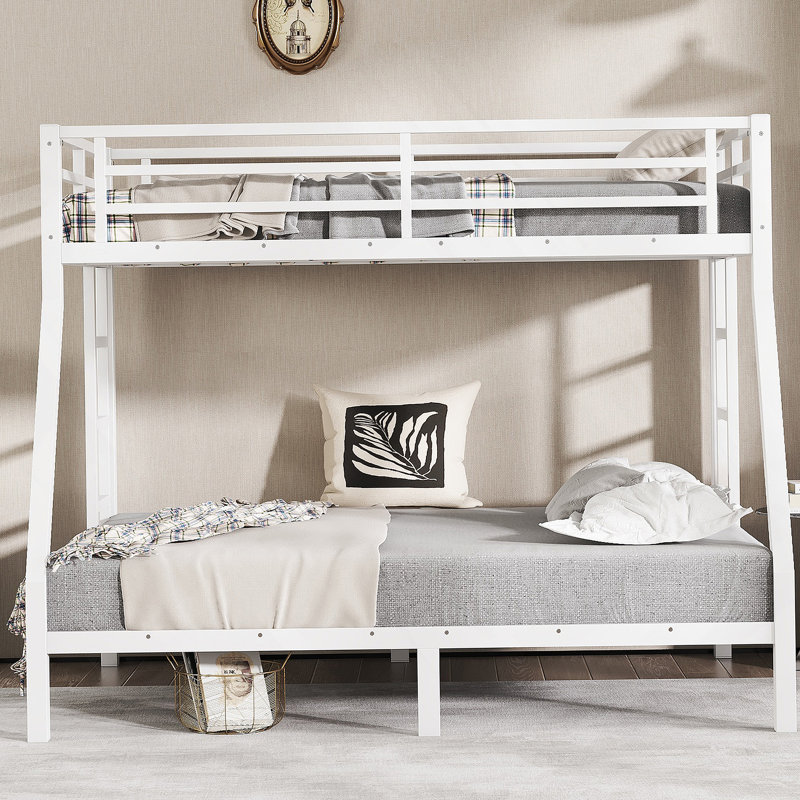 Lit superposé simple au-dessus d'un lit double en métal robuste pour les adolescents et les adultes, peu encombrant, sans bruit de sommier, idéal pour les pièces communes