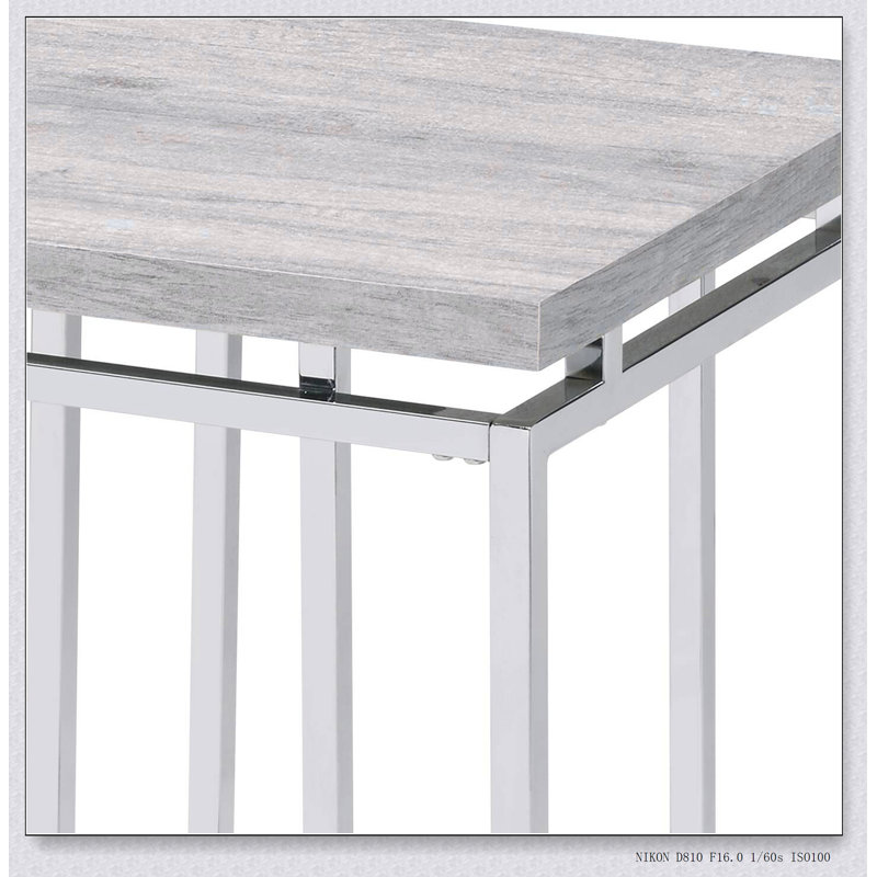 Table de bout en chêne naturel et chrome Chafik