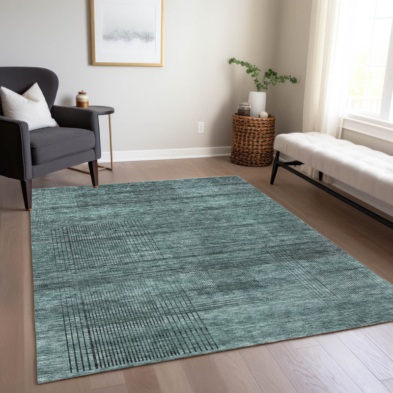 Tapis intérieur / extérieur en polyester tissé à la machine Malchow, Rectangle de 10 pi x 14 pi