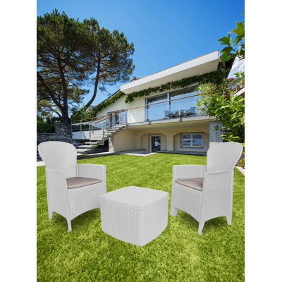 Outdoor Lounge Set Napoli, Garden Set With 2 Armchairs And 1 Container Table, Rattan Effect Sitting Area