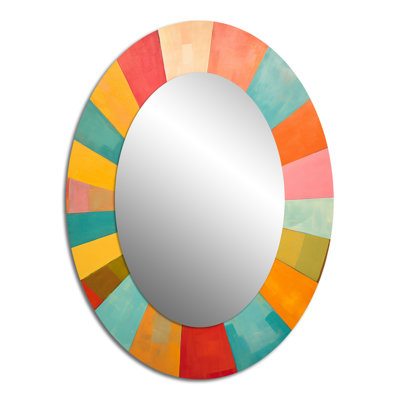Colorful Mid Century Optical Serenade II - Mid-Century Oval Wall Mirror
