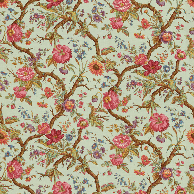Les Tropiques Arbre Fleuri 100% Linen Performance Fabric, Ciel