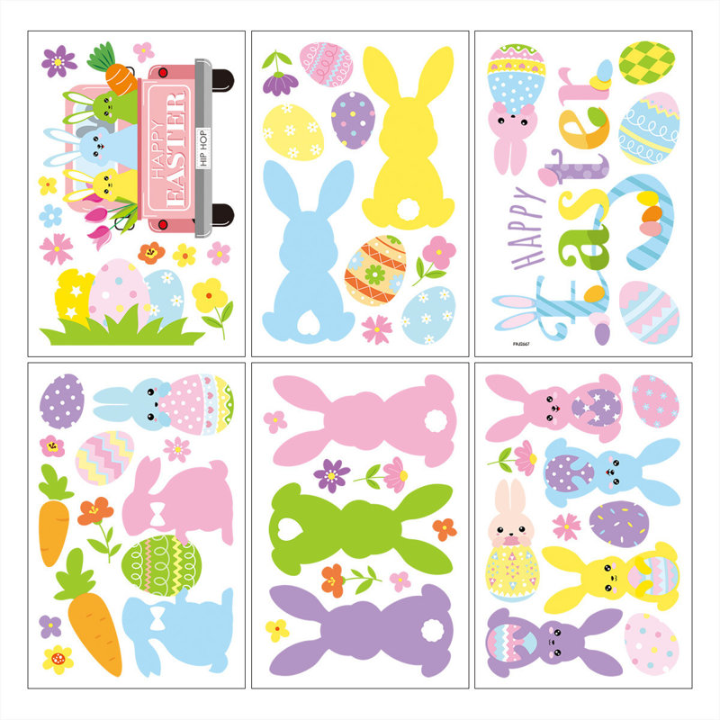 Easter Window Clings 6 Sheets Happy Easter Decorations For Kids Spring Window Clings For Home Office Shop