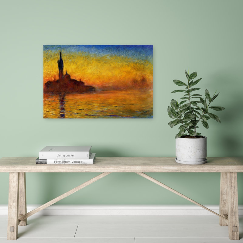 Twilight In Venice Classic Contemporary City Coastal Wall Art Print by Claude Monet - Wrapped Canvas Print