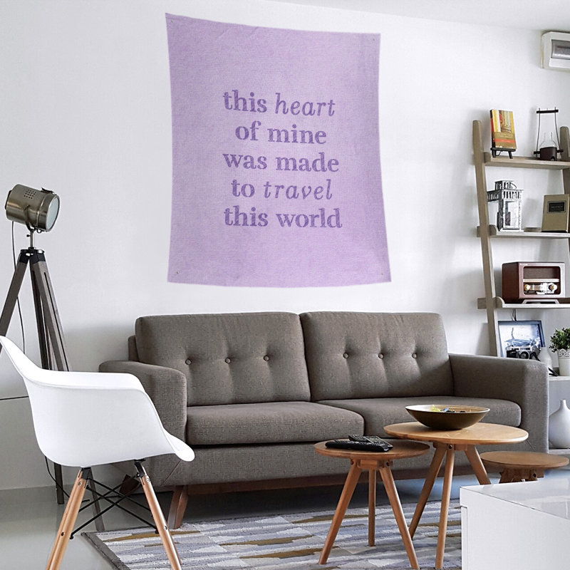 Tapisserie de polyester, voyage d’amour, H 27,5 po x l 37,5 po, Mauve