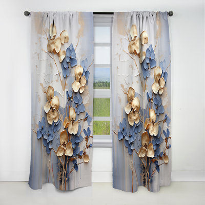 Binoche - Rideau Violets - Rideau floral occultant en velours - 1 panneau