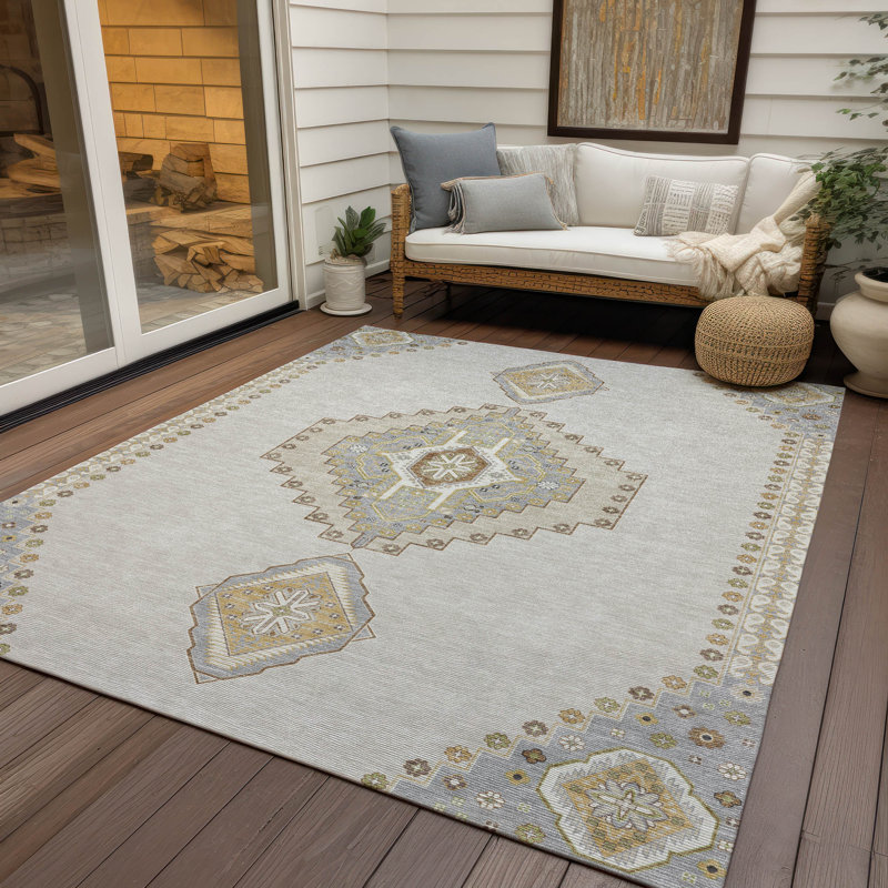 Tapis ivoire intérieur / extérieur Elira , 8 pi x 10 pi