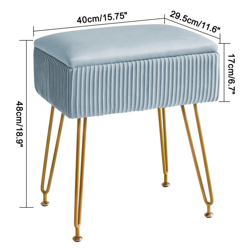 Besar Metal Accent Stool, Blue Gray