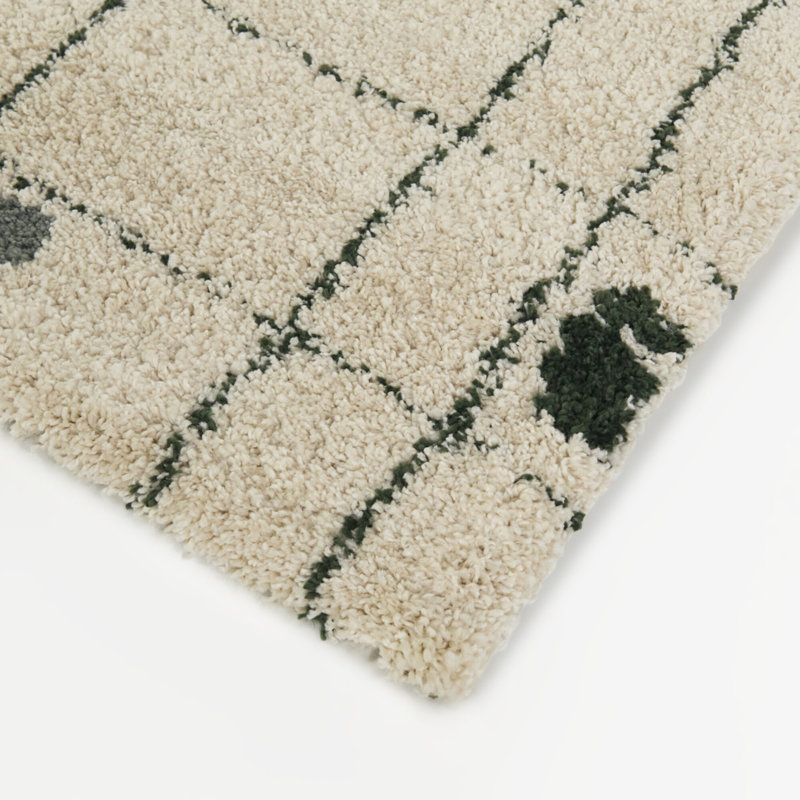 Hargraves Beige/Green Scandinavian Modern Area Rug, Rectangle 5'3" x 7'
