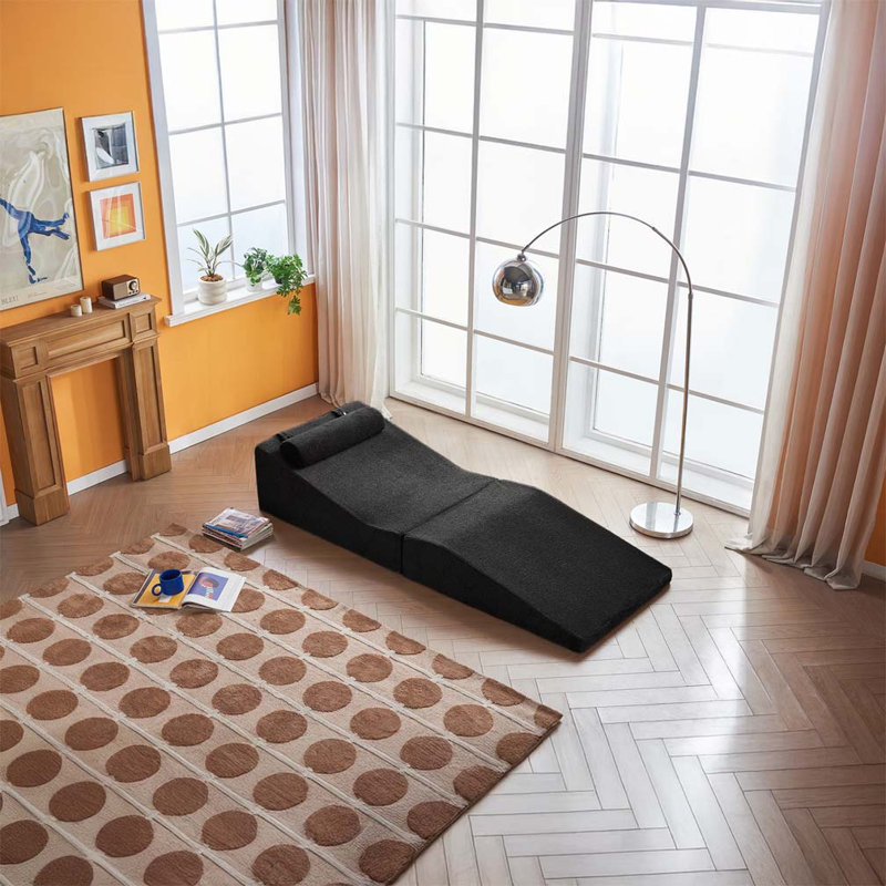Chaise longue d'intérieur pliable et portable, Noir