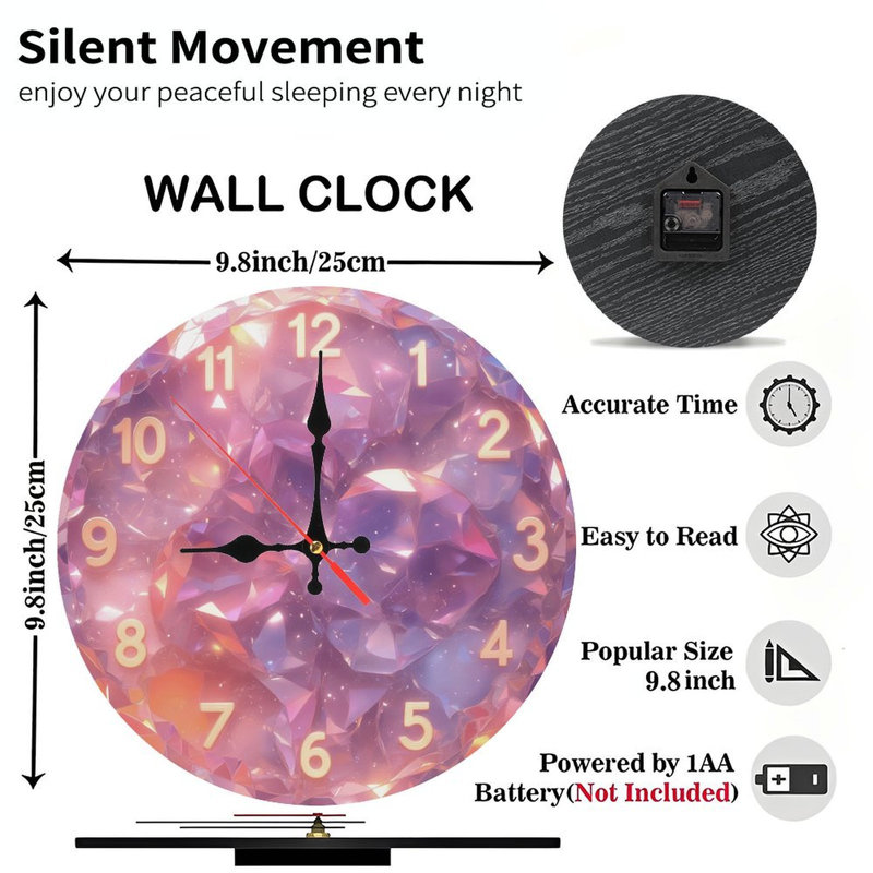 Horloge sur pierres précieuses roses