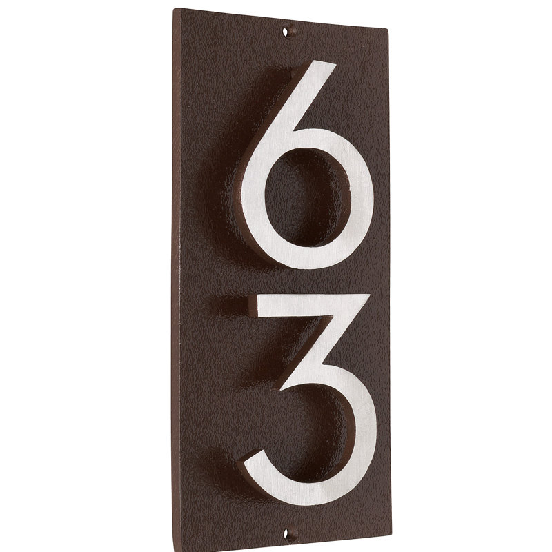 Plaque d'adresse murale flottante sur 1 ligne, Bronze romain, Nickel satiné deux tons, Oui