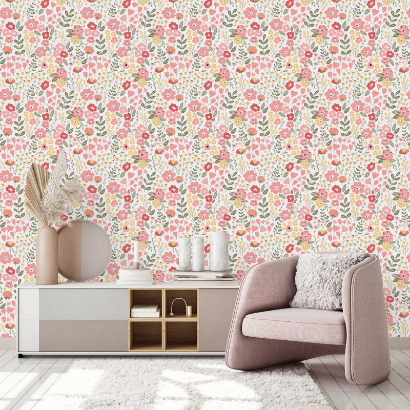 Peel & Stick Floral Tile, 2.08' W x 10.42' L