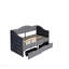 Lit de jour rembourré avec tiroirs de rangement, lit de jour simple en bois, avec ports USB et 2 tiroirs de rangement, sans sommier tapissier, gris