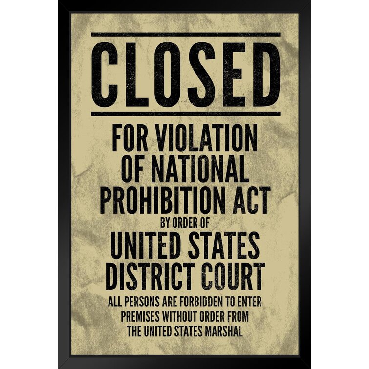 Trinx NPA National Prohibition Act Closed For Violation Volstead Act 18th  Amendment Vintage Style Sign Matted Framed Art Wall Decor 20x26 Framed On  Paper Print