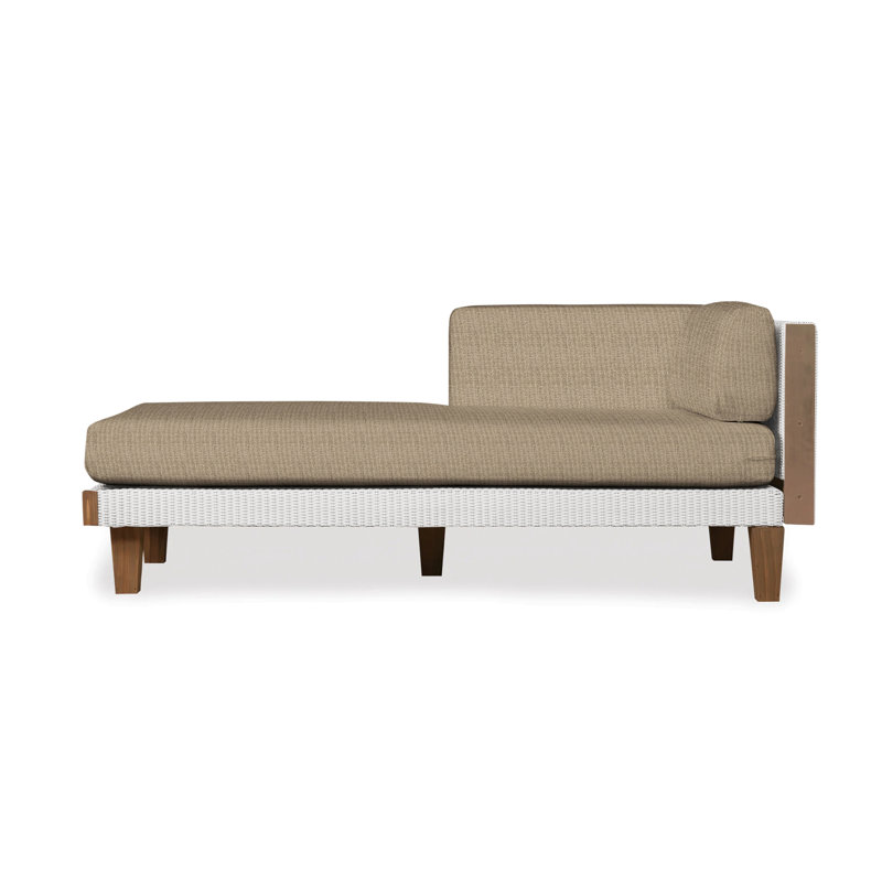 Catalina Outdoor Teak Chaise Lounge, White, Beach Navy