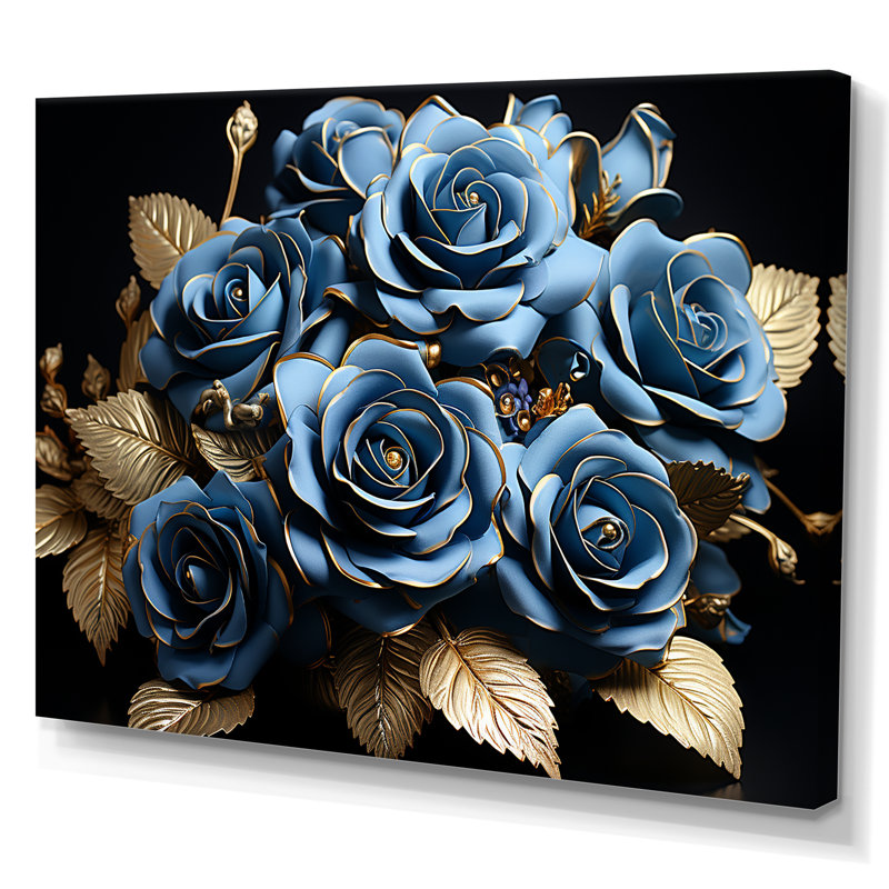 Arrangement de roses bleu azur Elegance I, Toile tendue, H 12 po x l 20 po x P 1 po